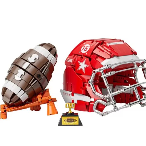 Football helmet and ball